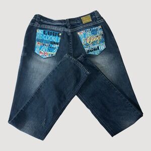 COOGI Jeans Womens 31x32 Blue‎ Coogi Spellout Pockets Embroidered Y2K Vintage